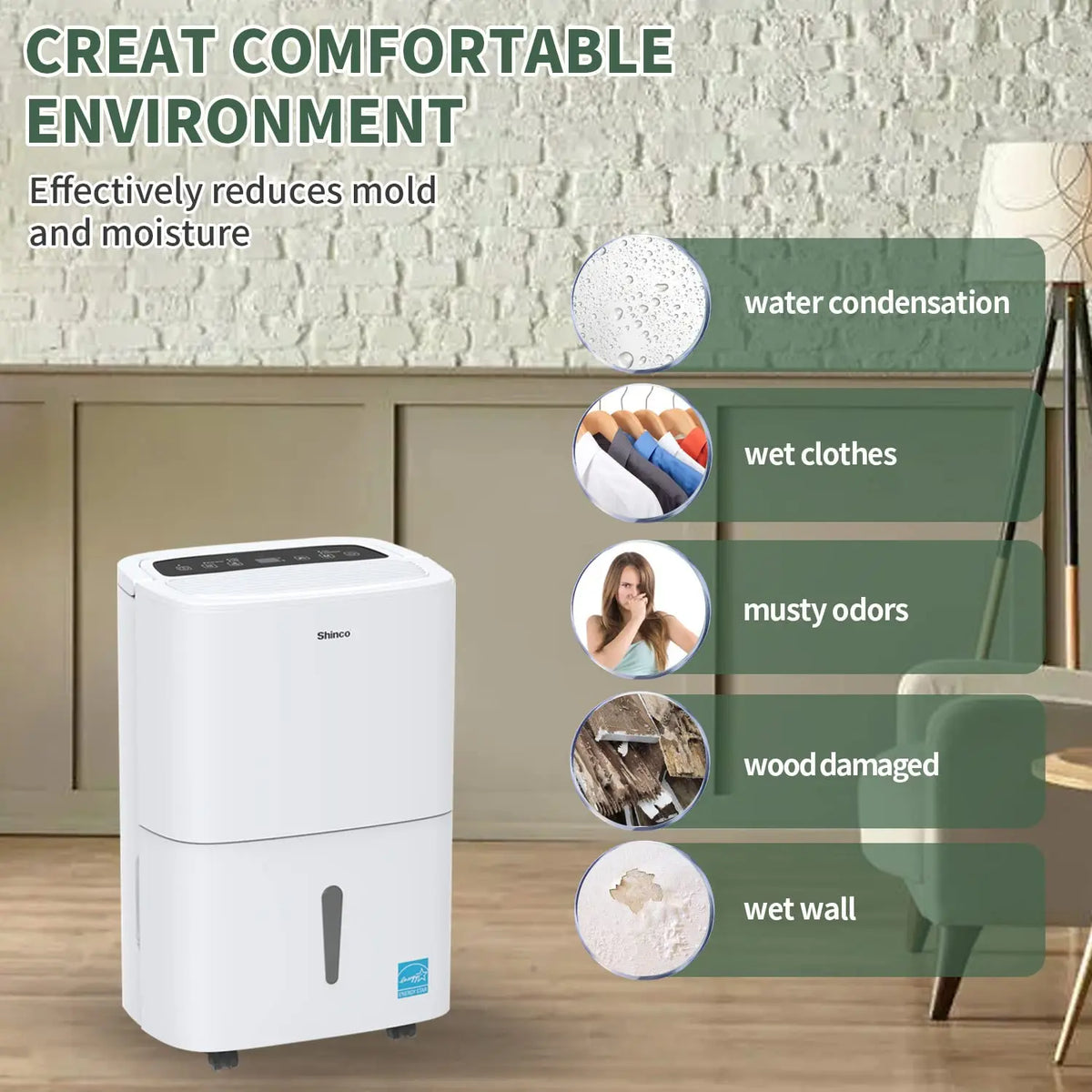 Shinco 150 Pints Energy Star Dehumidifier for Large Spaces up to 7,000 Sq.Ft Built-in Pump, 1.85 Gallon Water Tank
