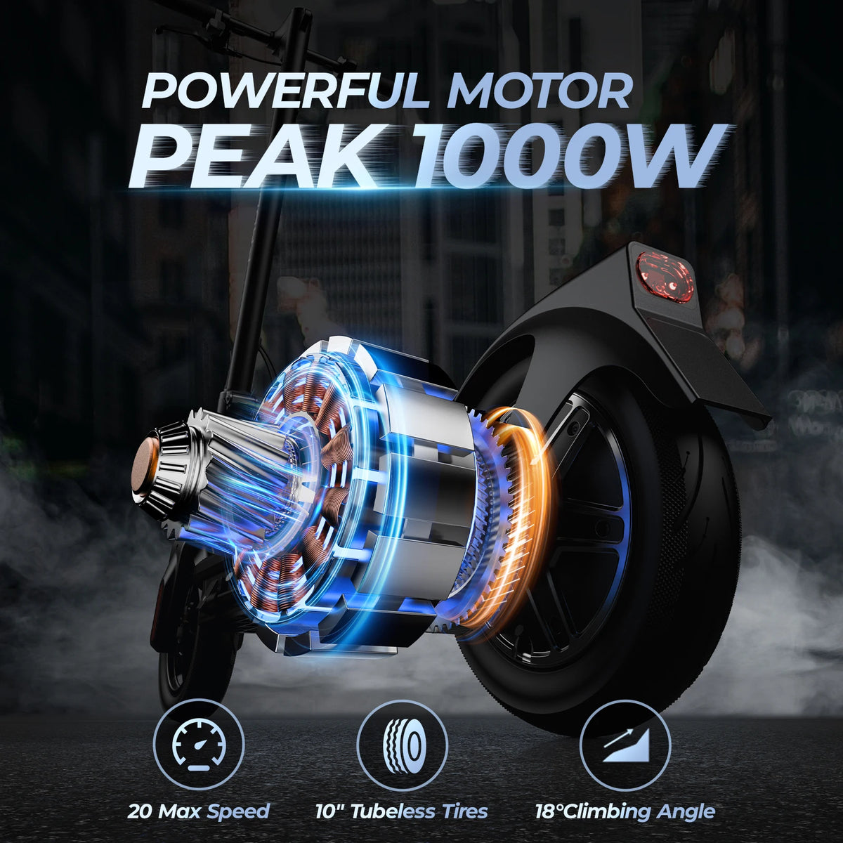 E8/10 Foldable E-Scooter 500/1000W 20mph 20/40miles Max Range Dual Suspension APP Smart Control Powerful Motor Electric Scooter