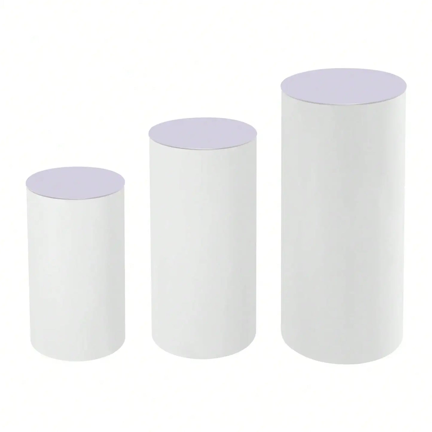 3Pcs White Cylinder Pedestal Stands Round Cylinder Pedestal Display Plinth Pillars For Wedding Party Decor