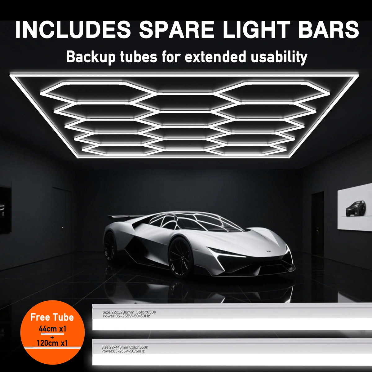 Hexagon LED Garage Light 700W 80000LM, Honeycomb Ceiling Light with Frame, LED Hexagonal Lighting for Car Detailing, Auto Repair Shop, Workshop, Showroom, Gym and Barbershop