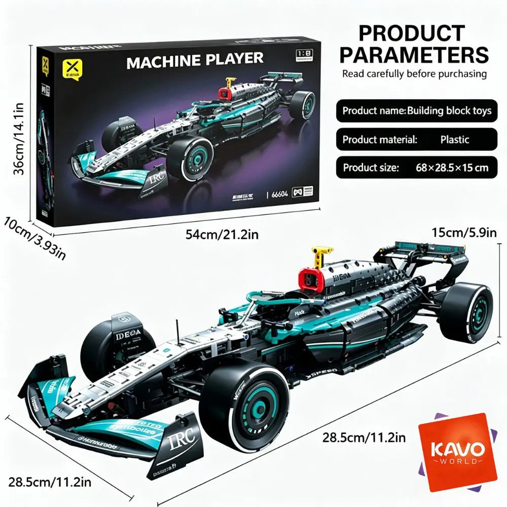 KAVOWORLD DIY Technical Champions Drift Racing Car Brick Model 1:8  Building Blocks Sports Car Puzzle Toys For Home Display Desktop Decor Interlocking Steering Mechanism Realistic Rear Wing Structure Birthday Christmas New Ye