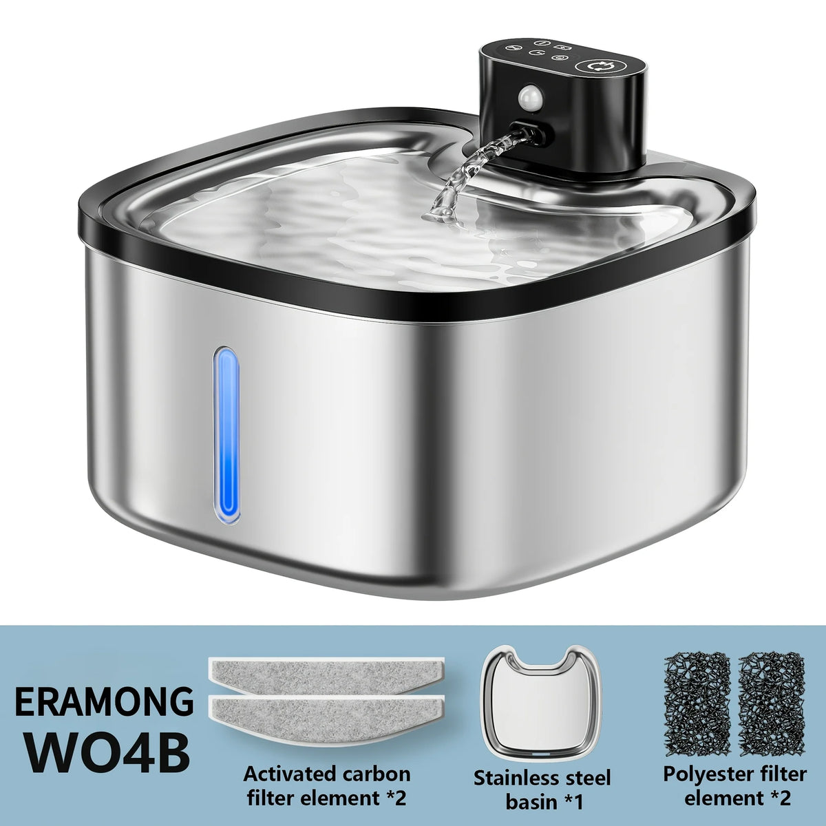 3.5L/118oz Stainless Steel Wireless Smart Cat Water Fountain, Ultra-Quiet Automatic Pet Drinking Fountain with Water Level Window and Motion Sensor, Suitable for Indoor Cats & Dogs Water Bowl Dispenser