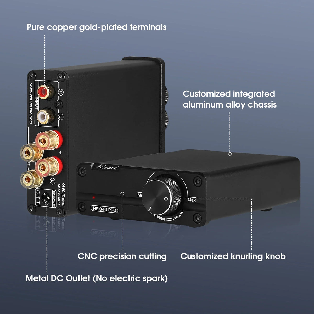 Nobsound NS-04G PRO Mini Digital Power Amplifier HiFi Stereo 2.0 Channel Class D Home Desktop Audio Amp 100W+100W