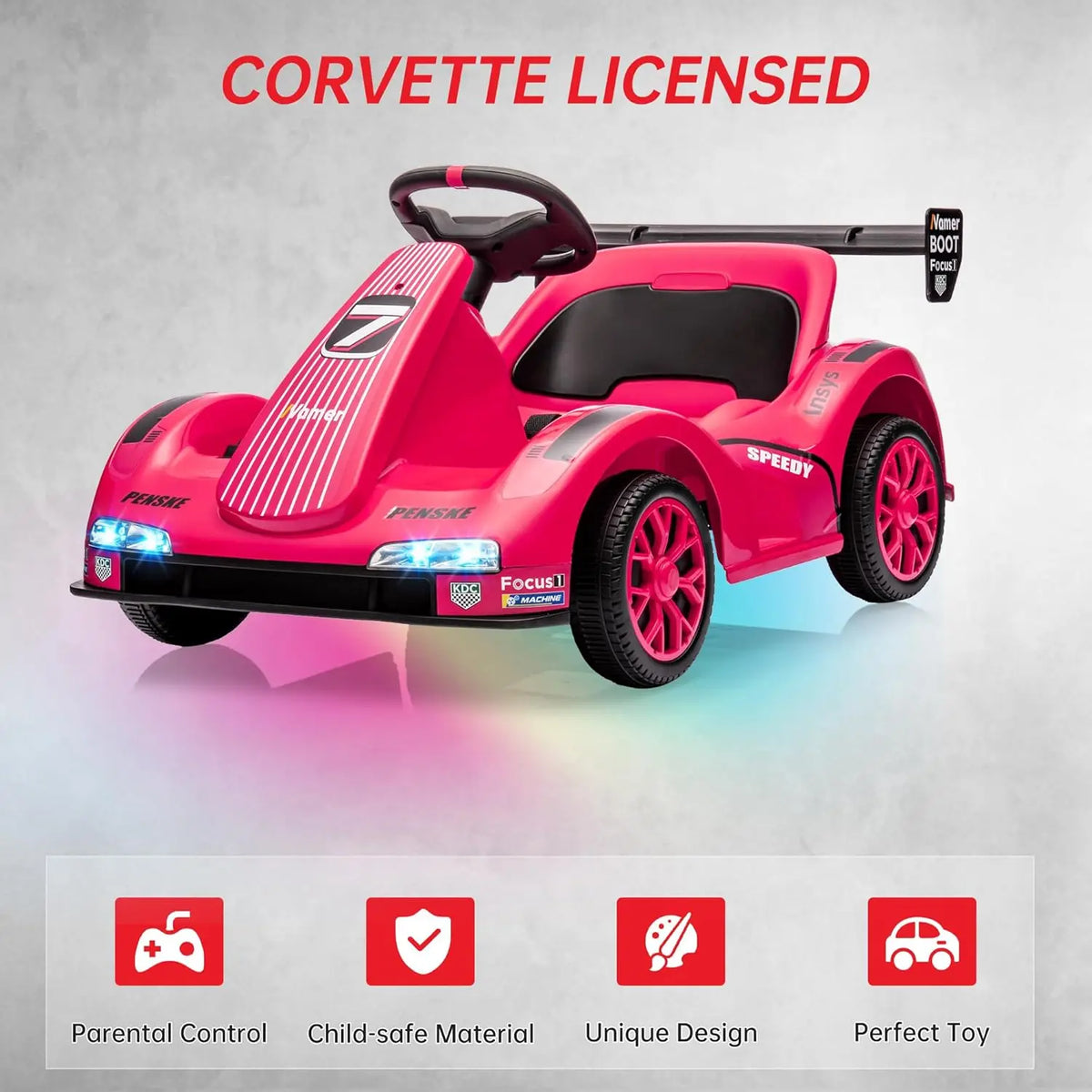 Kids Go Kart, Electric Ride On Drift Kart with Dual Motors,LED Lights, Safety Belt,Battery Powered Outdoor Ride On Racing Toy