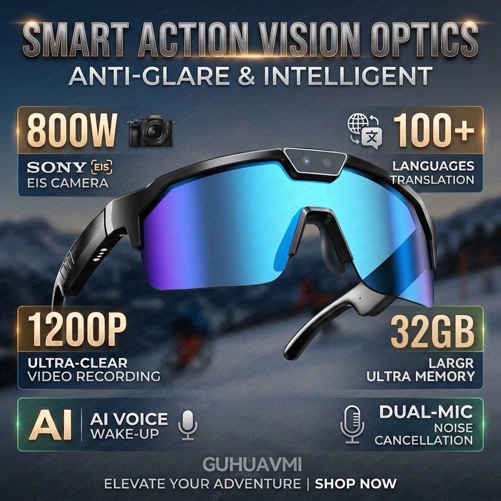 2026 New AI Smart Sports Glasses with 30MP Camera 4K Anti-shake Bicycle Riding Shooting Artifact Dual Mic 32GB Windproof Goggles