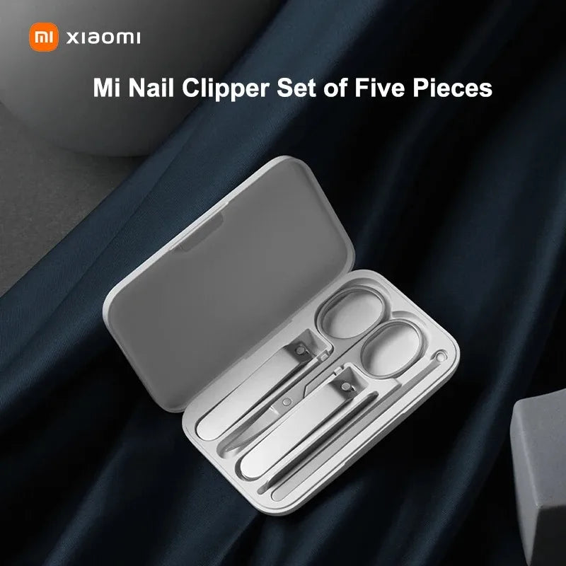 NEW MIJIA Nail Clipper Five-Piece Set White High-Quality Stainless Steel Magnetic Absorption Simple Five-Piece Set Portable