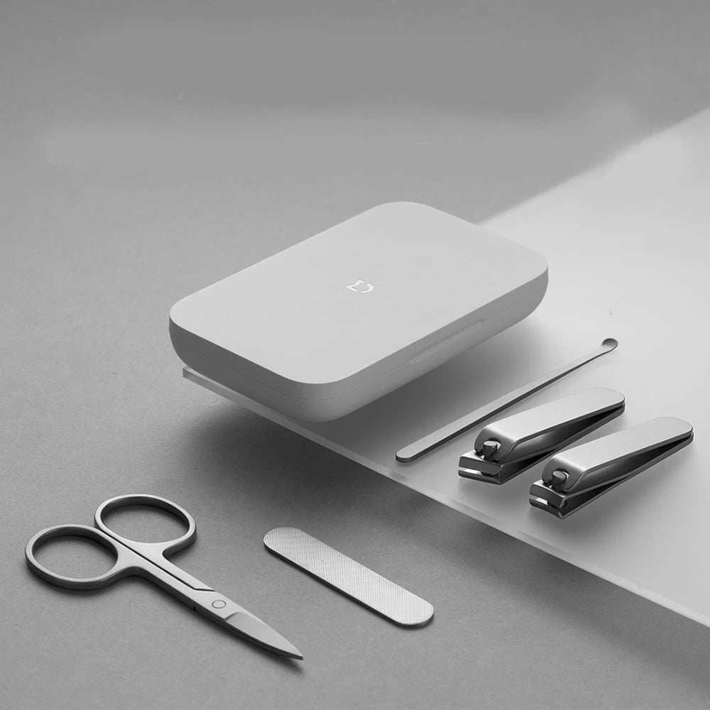 NEW MIJIA Nail Clipper Five-Piece Set White High-Quality Stainless Steel Magnetic Absorption Simple Five-Piece Set Portable