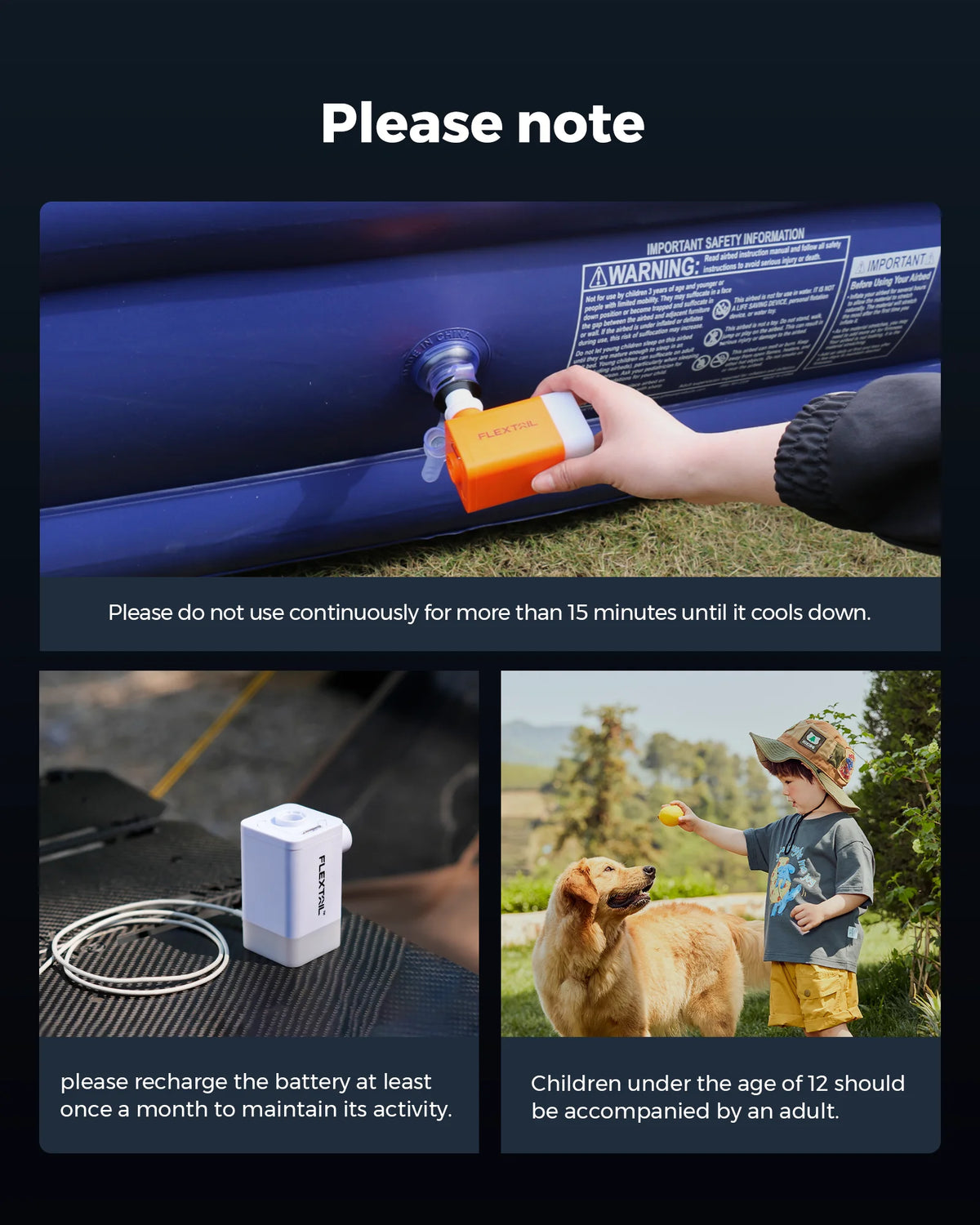 FLEXTAIL MAX PUMP 2 PLUS - Electric Air Pump with Camping Light and Emergency Power Supply, 4800mAh Battery, Dual Pressure Level