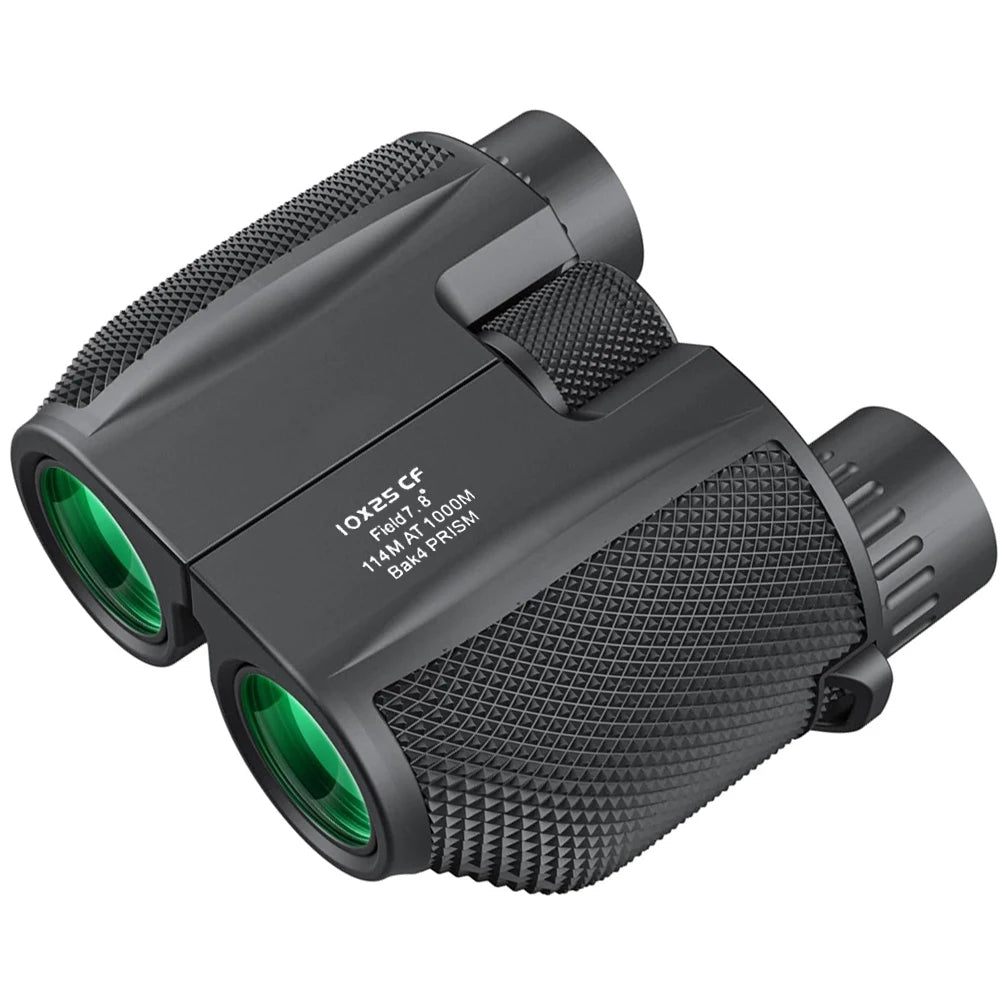 Binoculars 10X25 HD Mini Portable Telescope BAK4 FMC Coated Telescope Outdoor Bird Watching Hunting Travel Camping Ball Game