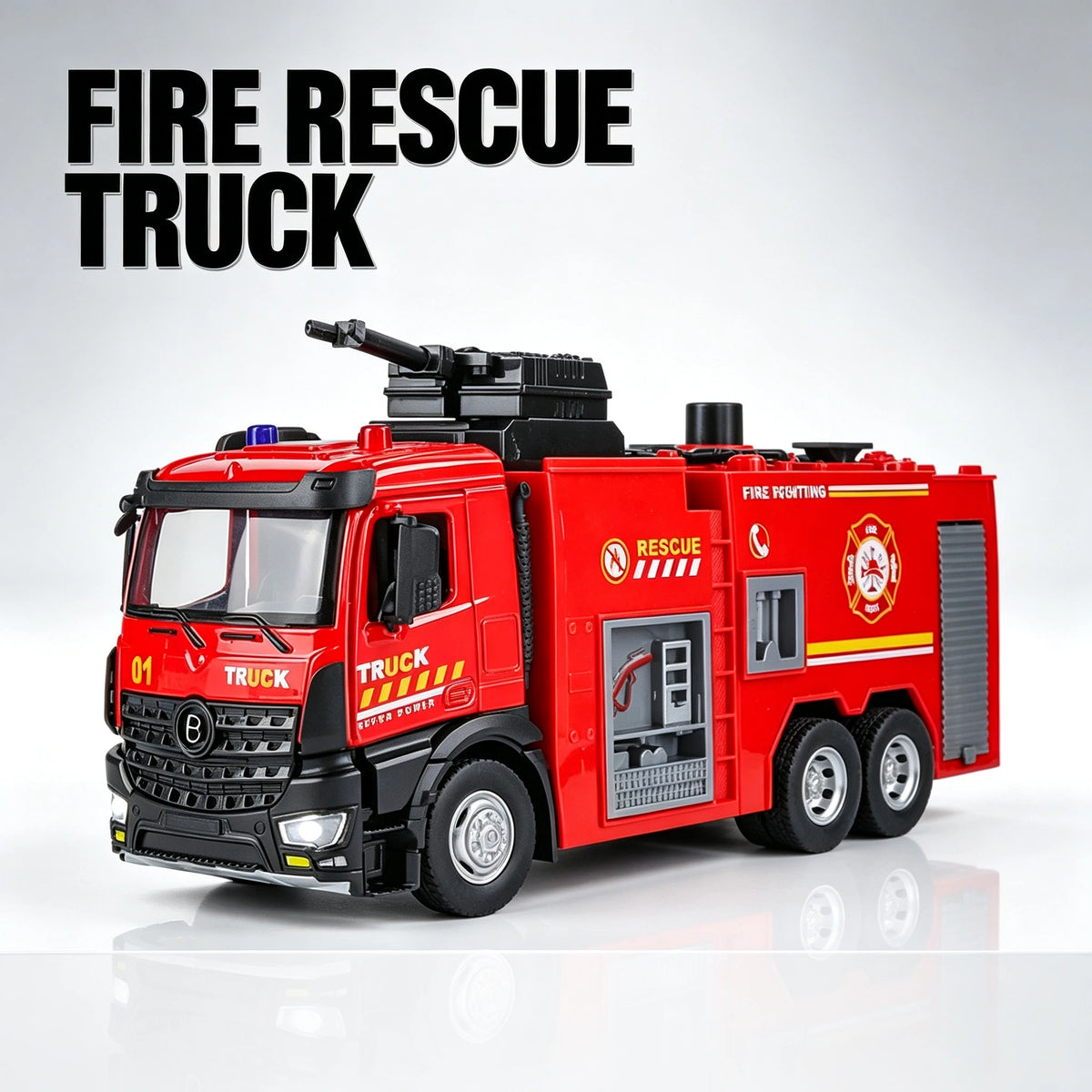 Large Water-Squirt Fire Water Tank Truck Model Metal Die-Cast Front Wheel Steering Children's Toy Car Ornaments  Gift