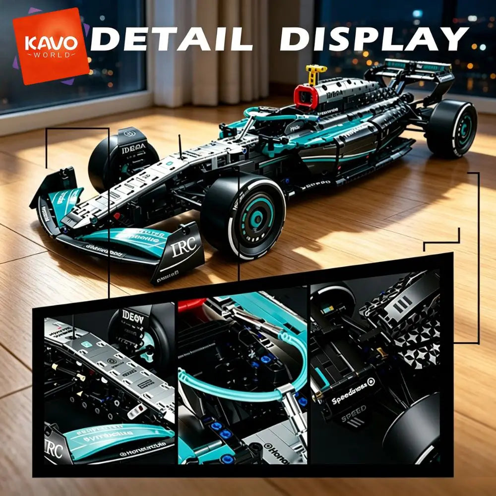 KAVOWORLD DIY Technical Champions Drift Racing Car Brick Model 1:8  Building Blocks Sports Car Puzzle Toys For Home Display Desktop Decor Interlocking Steering Mechanism Realistic Rear Wing Structure Birthday Christmas New Ye