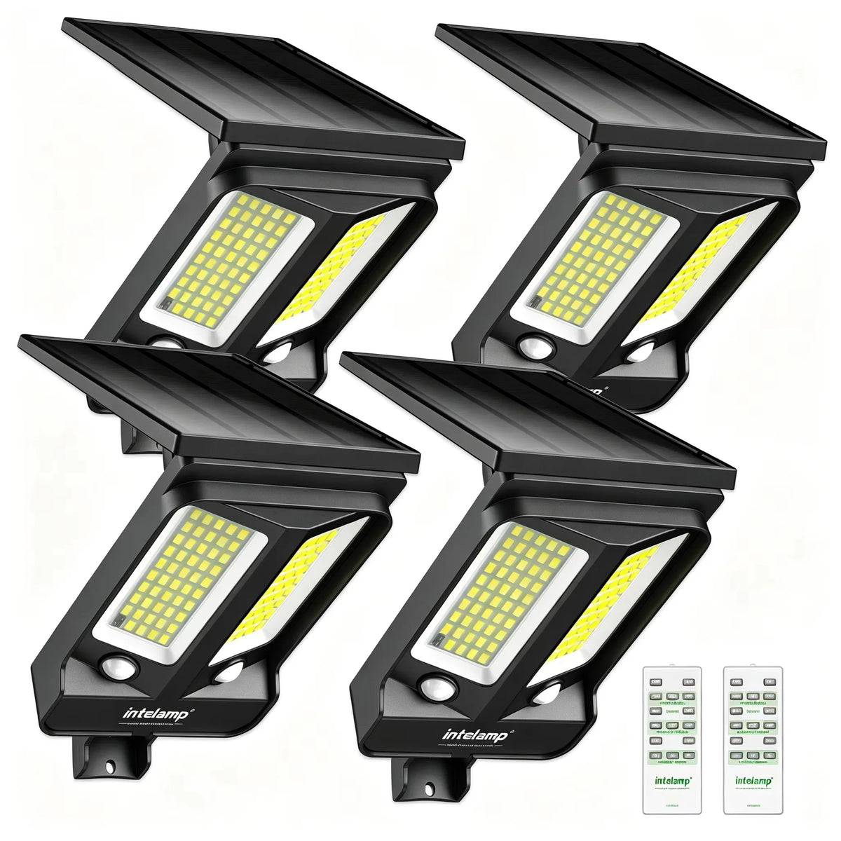 Intelamp Long Battery Life 4000mAh Outdoor Solar Flood Lights 240° Wide Security Street Light Two Motion Sensors For Garden Yard
