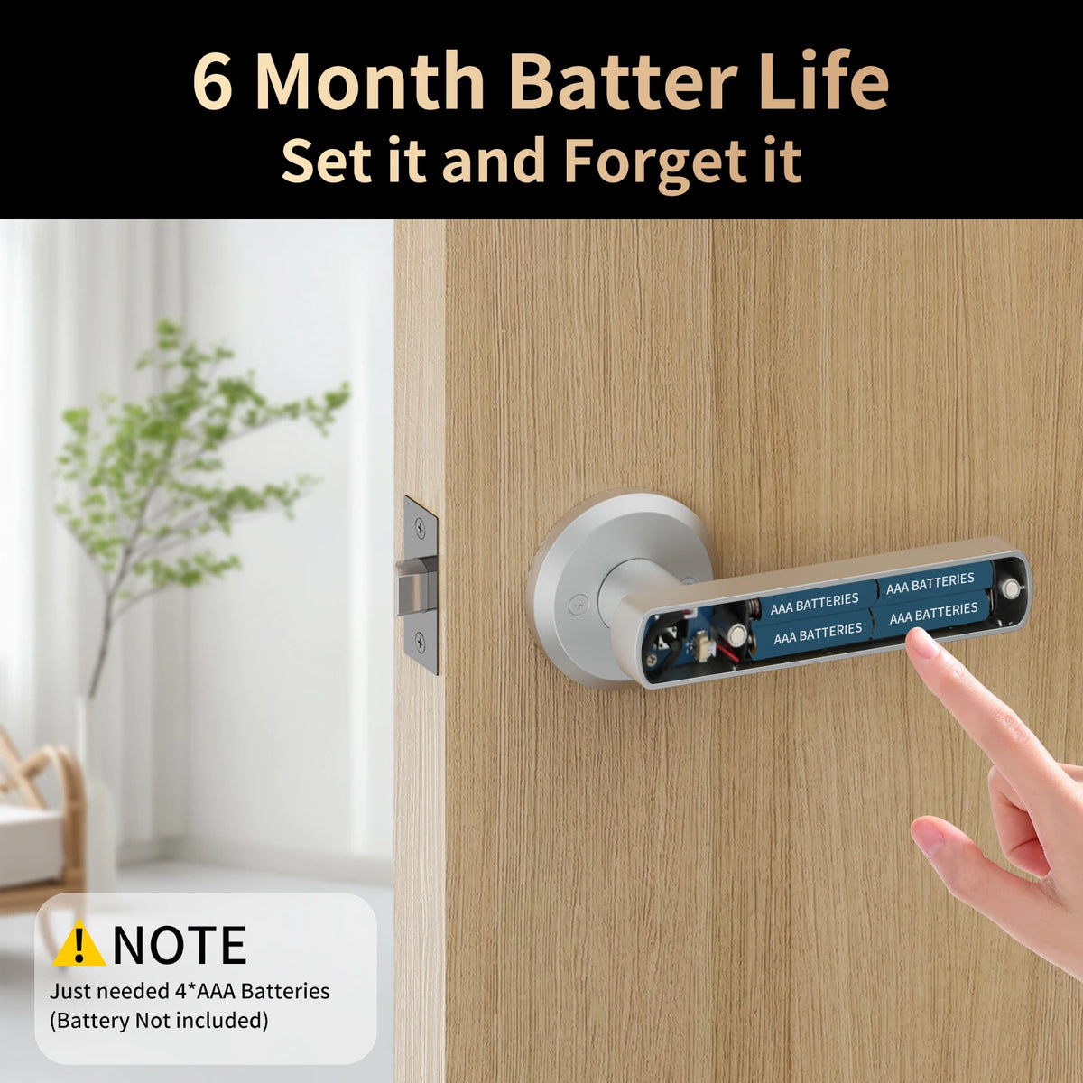 Viladepot Smart Lock Fingerprint, Passcode, Card, App Control, Type-C Emergency Power, Indoor Door Lock