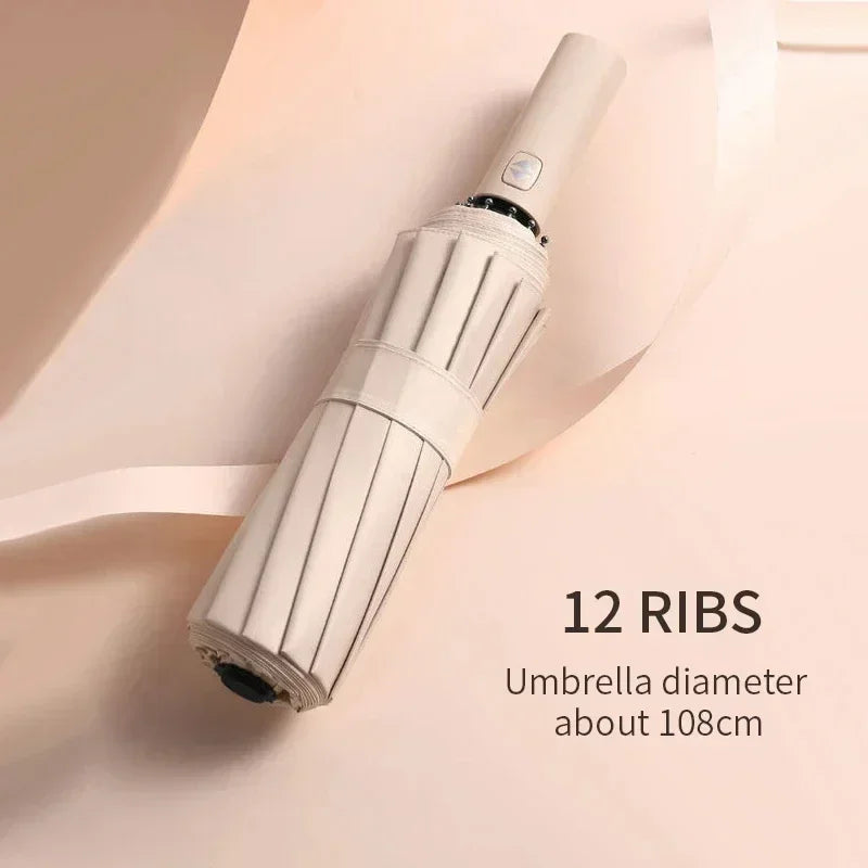 DIXSG Sturdy Fully Automatic Double-Rib 24 Bones Sun Rain Umbrella Windproof SPF50+ UV Protection Portable for Travel 2026 NEW
