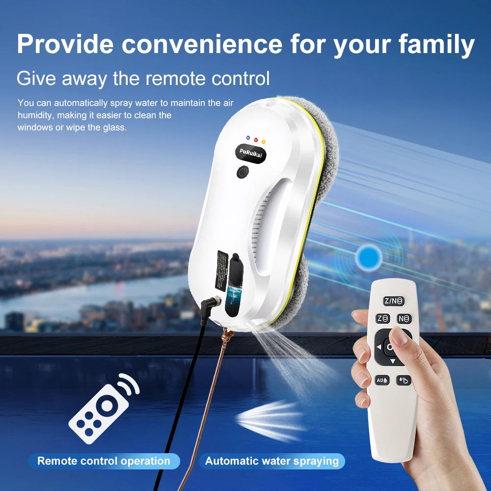 PuRuiKai Household Window Automatic Water Spray Cleaning Robot,With Intelligent Edge Detection System,Robot Glass Cleaner