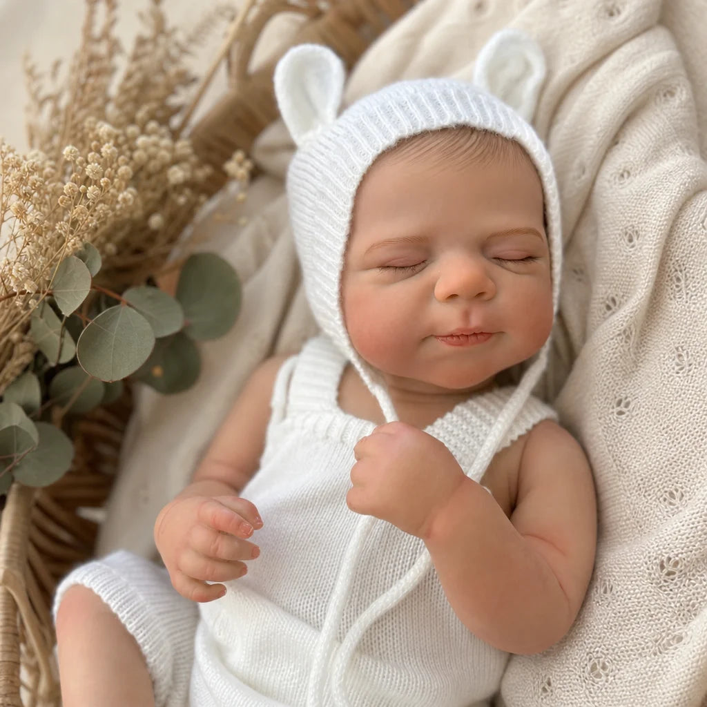 18 Inch Pascale Reborn Baby Doll Bald Closed Eyes Full Vinyl Body Hand Painted Lifelike Realistic Newborn Collectible Art Gift（TT）