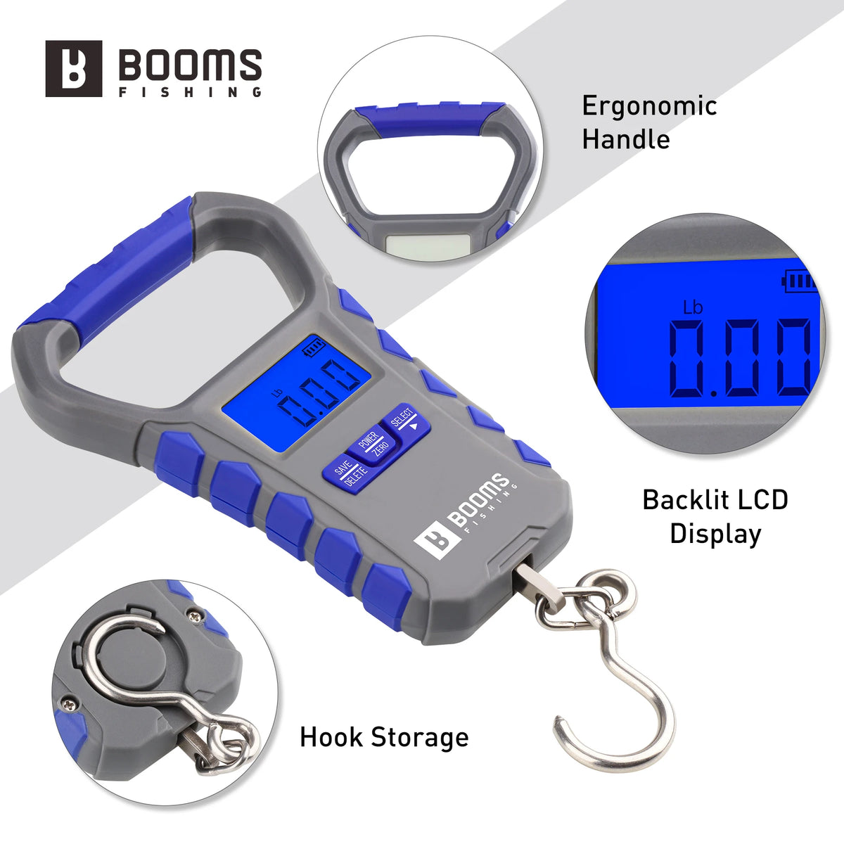 Booms Fishing XW50 LCD Digital Fish Scale Potrable Waterproof Weigh Scale 65lb/30kg Luggage Scale Charging Fishing Accessories
