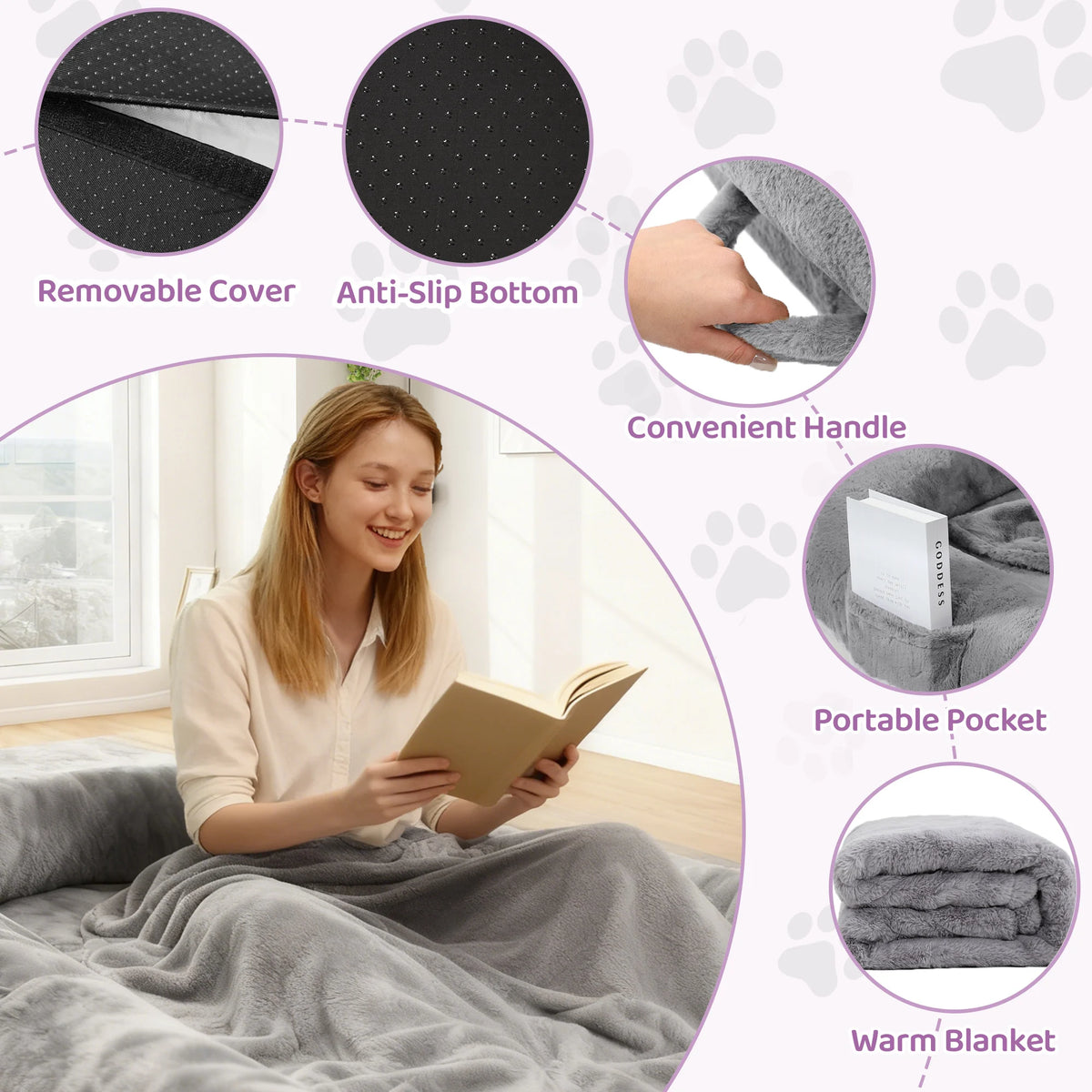 Human Dog Bed for Adults Large Human Size Dog Bed, Orthopedic Design with Removable Cover