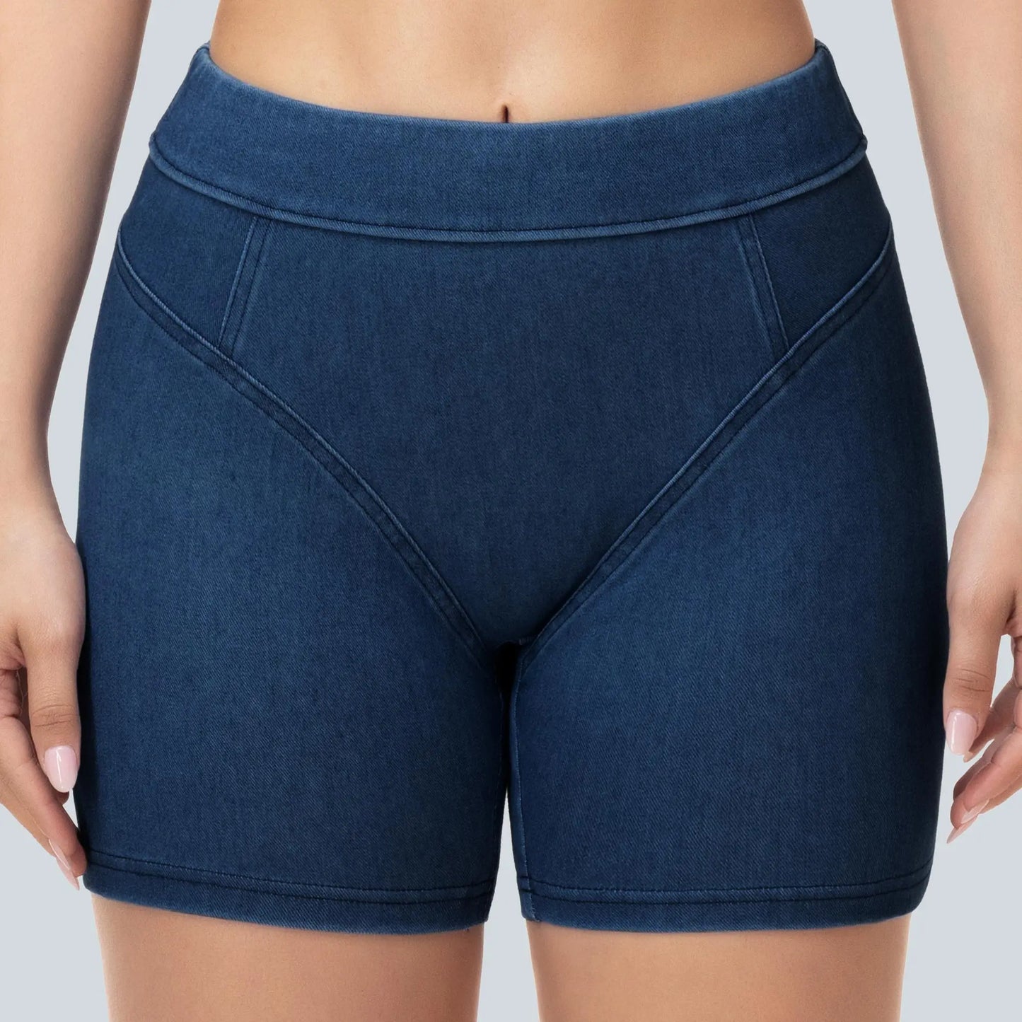 THE GYM PEOPLE Stretchy Pull On Skiny Denim Shorts for Women Scrunch Booty Lifting Jean Shorts