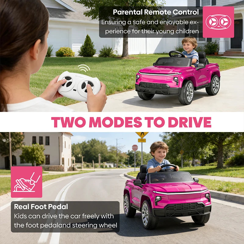 24V Licensed Chevrolet Silverado Electric Car for Kids, Ride-On Truck with Parent Remote Control, Soft Start, 3 Speeds, Music Player, Seat Belts