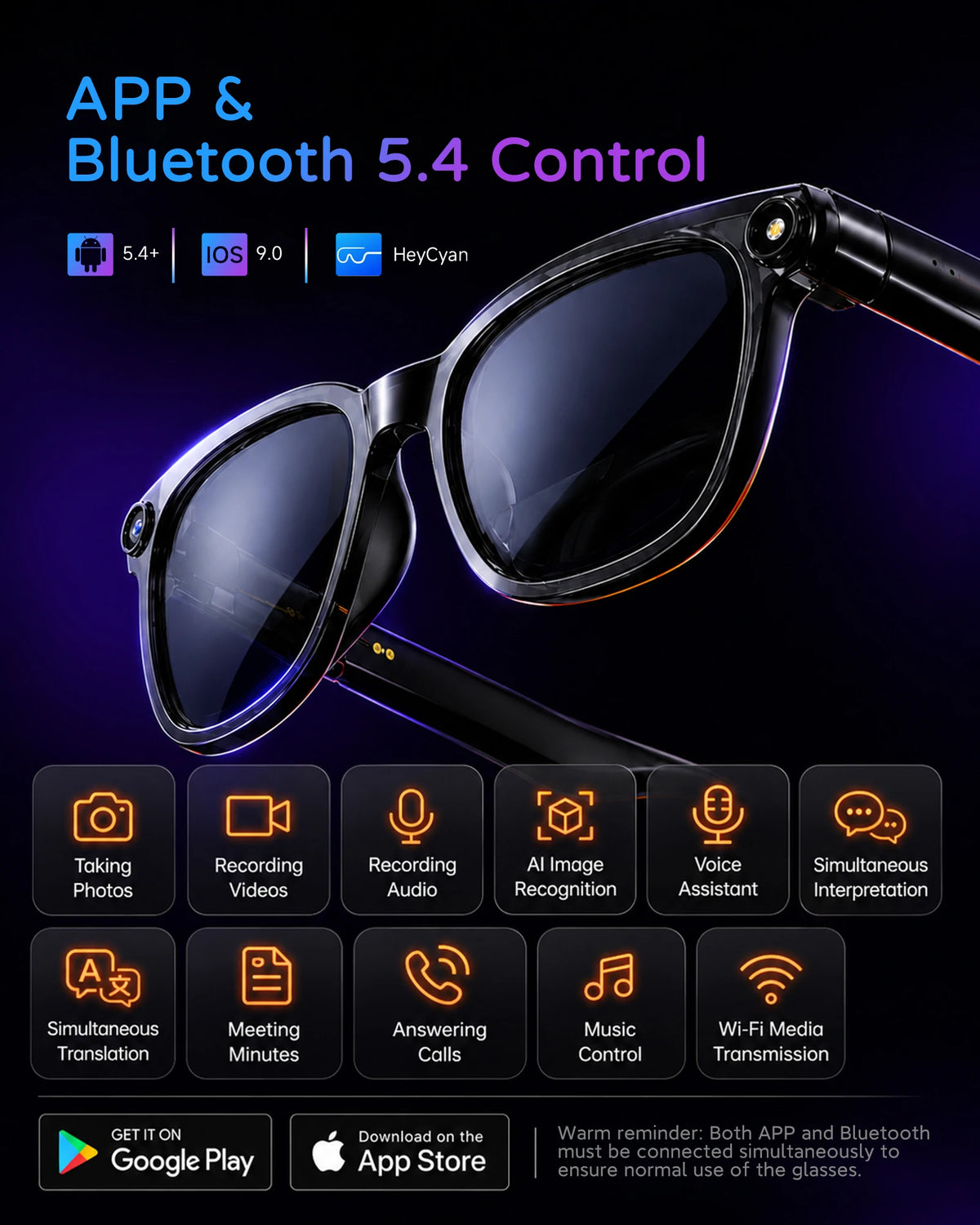 2026 Amovan Glasses with AI 4K UHD 8MP 800W Camera Replacable Lens Video Call Translation Music Waterproof  Smart Glasses