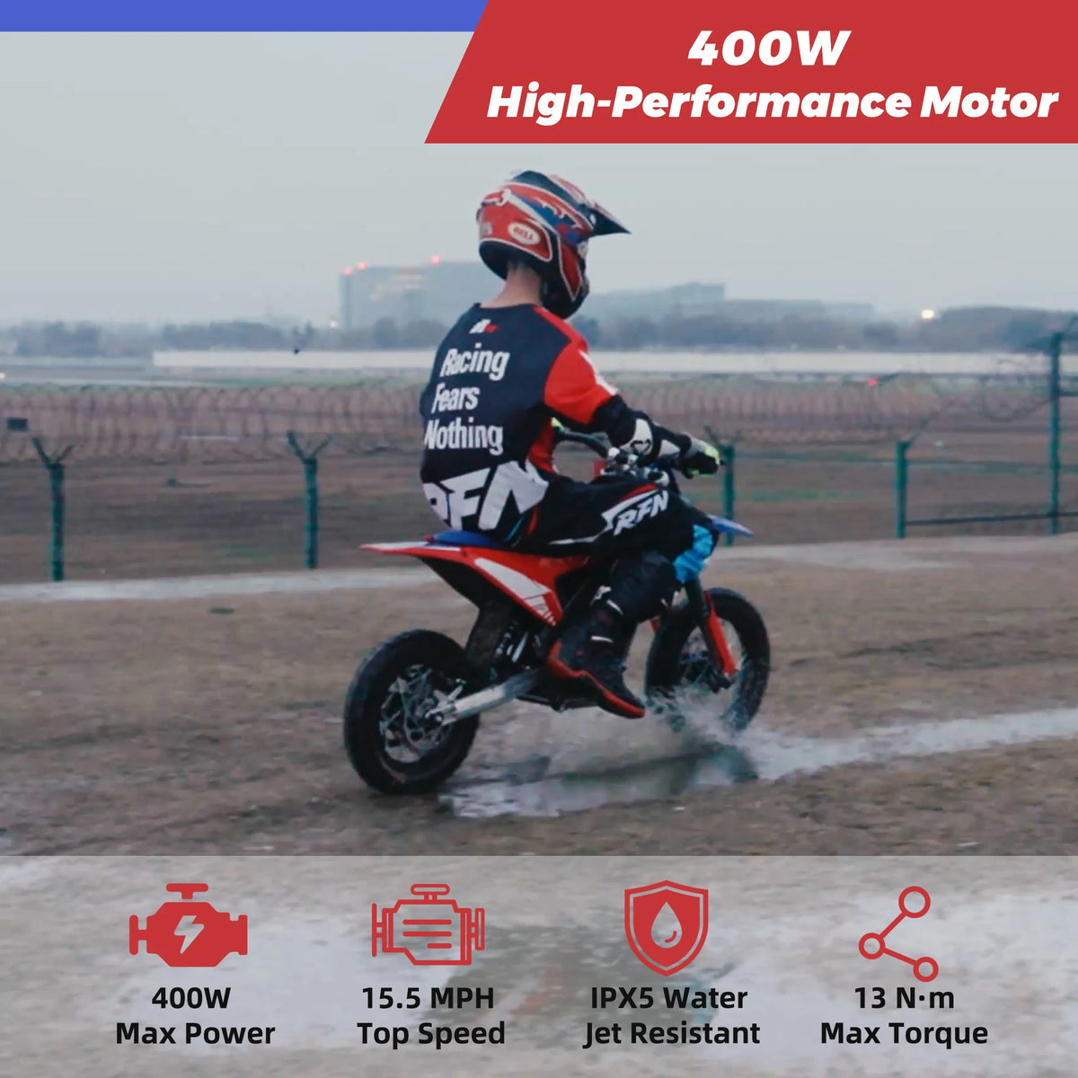 RFN Warrior Kids Electric Dirt Bike | Kids Electric Off-Road Motorcycle |  Speed Ride |Multi-Speed,Outdoor Ride for Age 3-8