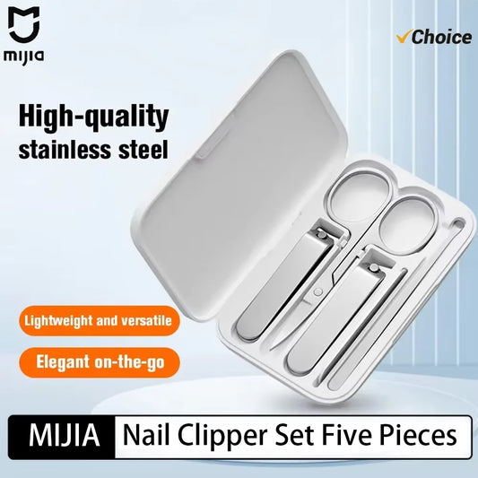 NEW MIJIA Nail Clipper Five-Piece Set White High-Quality Stainless Steel Magnetic Absorption Simple Five-Piece Set Portable