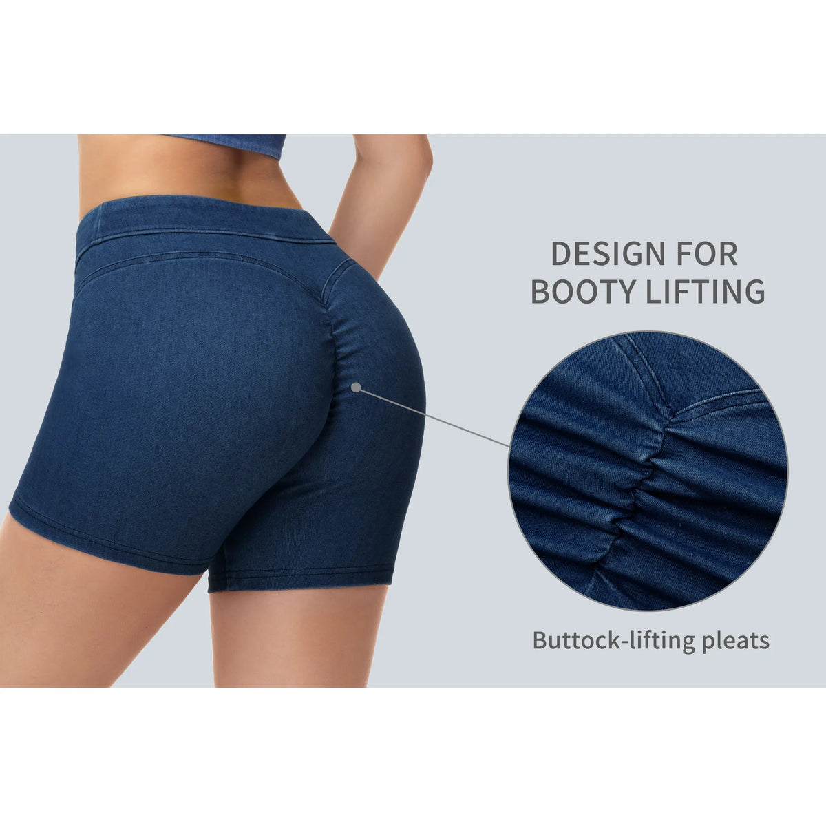 THE GYM PEOPLE Stretchy Pull On Skiny Denim Shorts for Women Scrunch Booty Lifting Jean Shorts