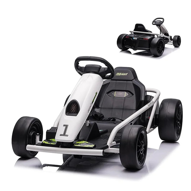 Kids Electric Go Kart 24V Dual 300W Brushless Motors 8 MPH Drift Racing Car with Wide Seat EVA and Nylon Tires Battery Powered Ride On Toy for Boys Girls Ages 8 12 Red