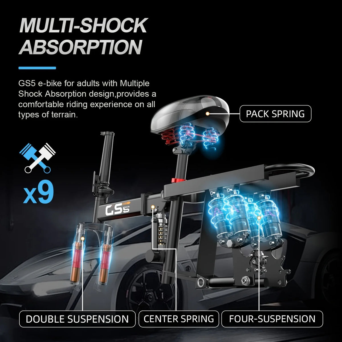UPlee GS5 500W Peak Motor Electric Bike 48V15AH Removable Battery Electric Bicycle 14Inch Folding Multiple Shock Absorbers E-Bike