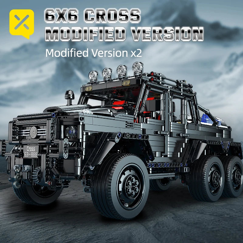 KAVOWORLD 6x6 Black Off-Road Truck Building Blocks Set 1:8 Pickup Truck Car Construction Kit DIY Bricks Toy Gift for Adults Teen
