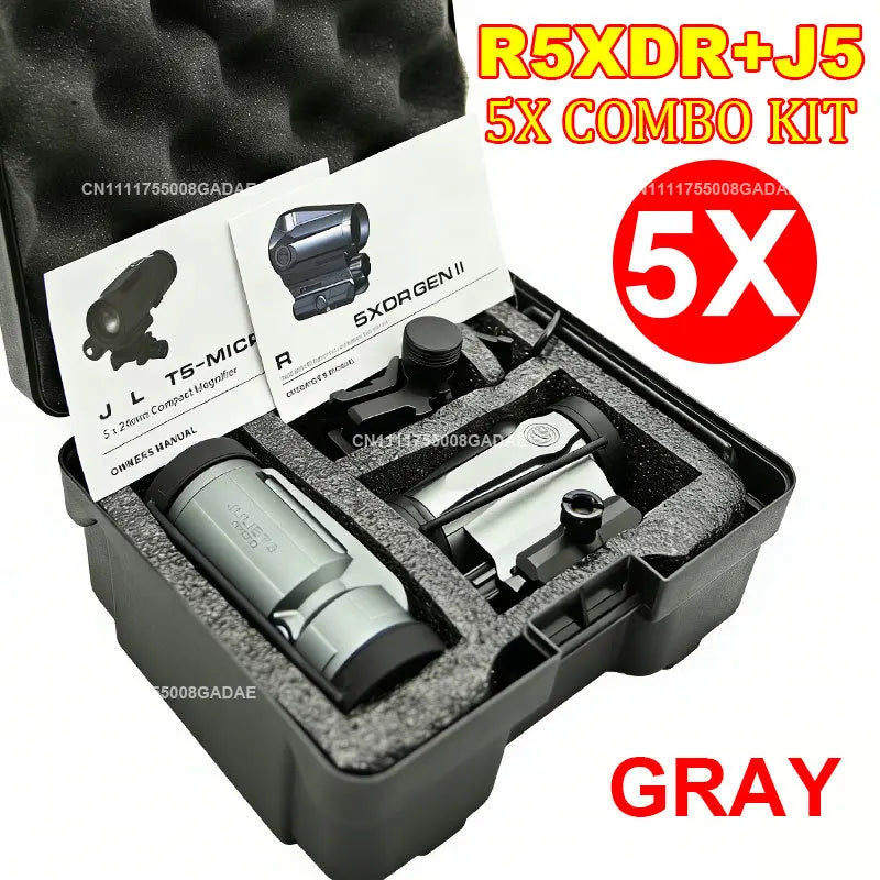 R5XDR GEN II + JULIET5 5X Combo Kit JULIET3 3X Magnifier Rifle Holographic Red Dot Sightscope Flip to Side 20mm Picatinny Mount
