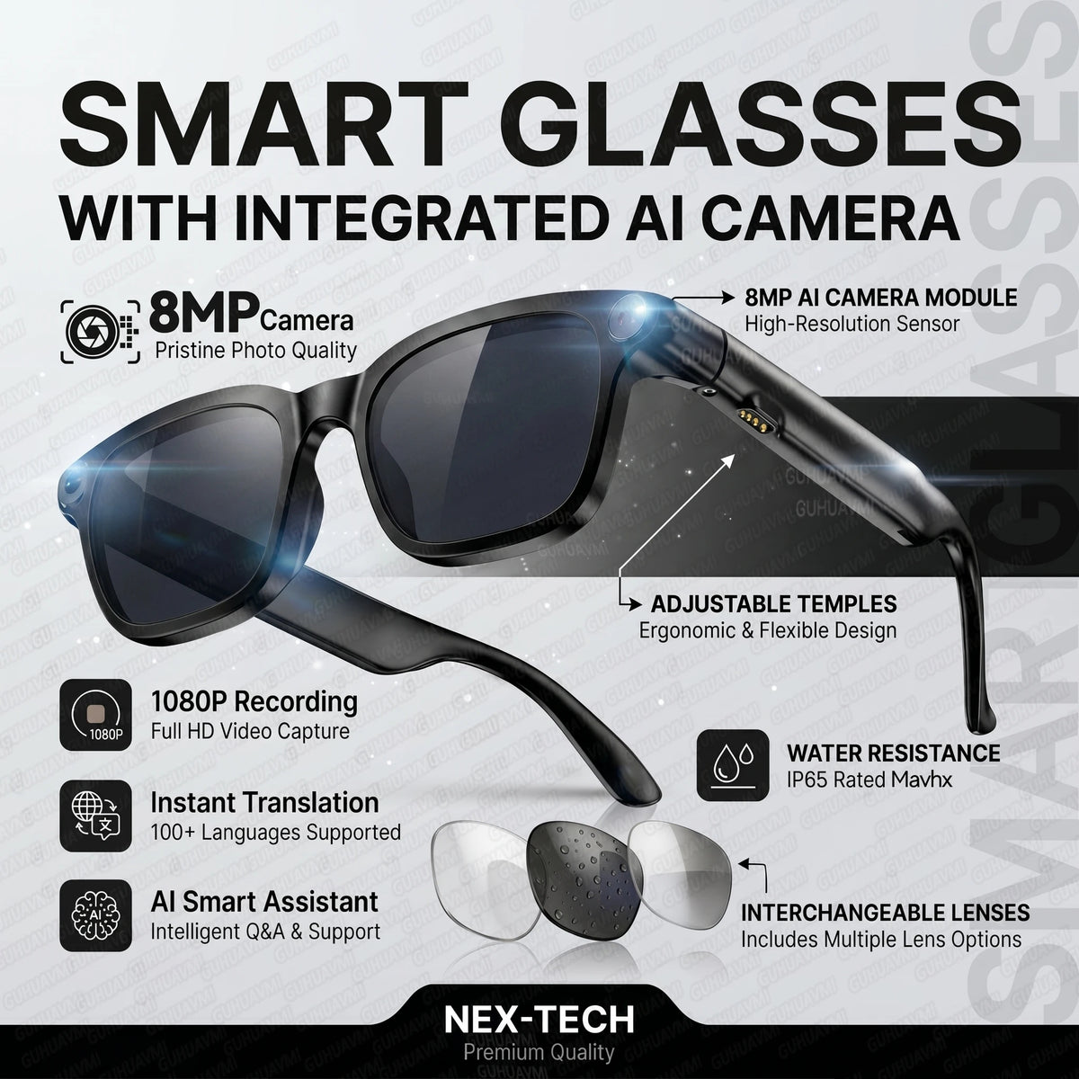 2026New POVSmart Glasses with 800W 4K HD Camera Wireless Audio Sunglasses Men Photos&Video AI Translation ChatGPT Glasses Women
