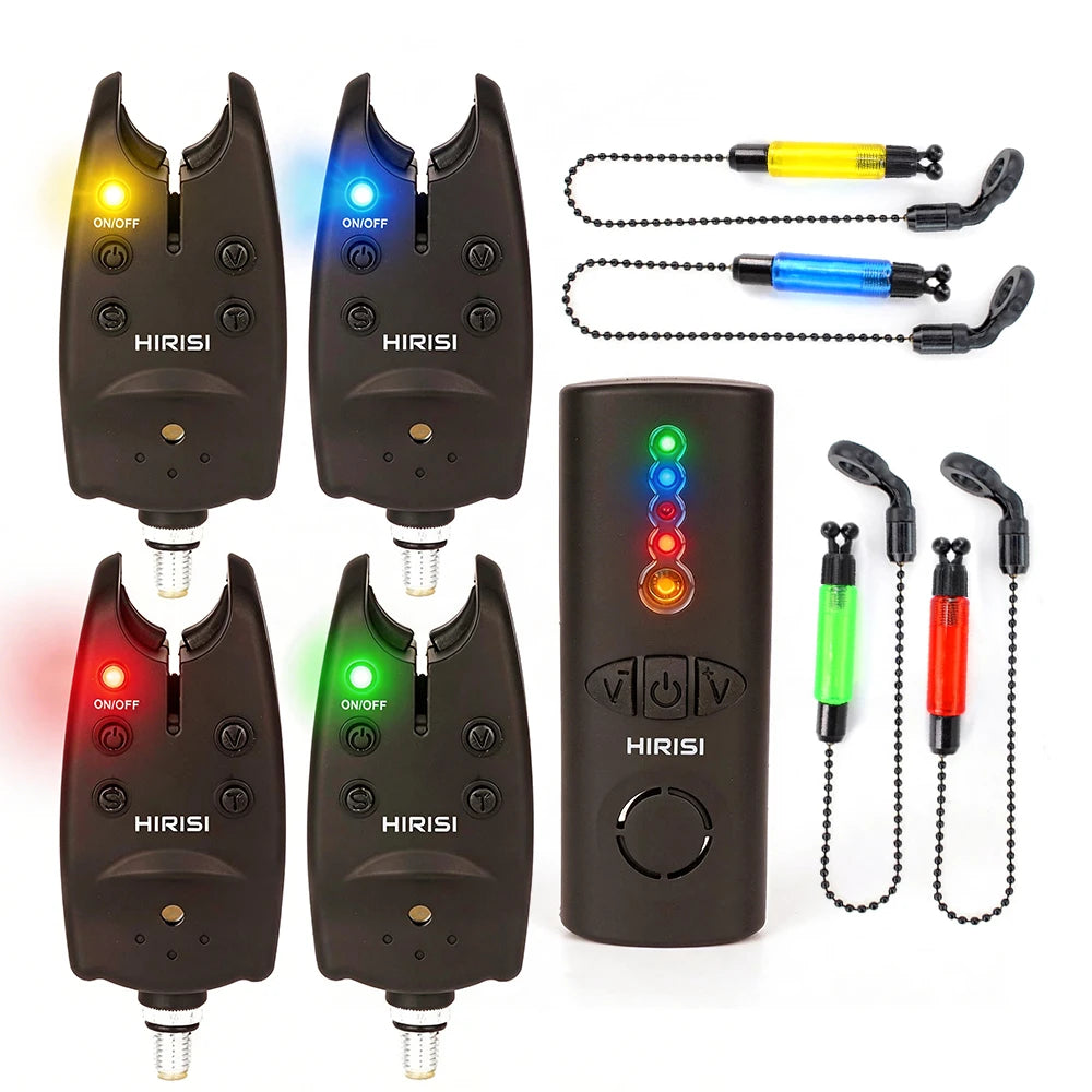 Hirisi Fishing Bait Alarm Set With Portable Case Luminous Fishing Bite Indicator Carp SV1 Fising Accessories