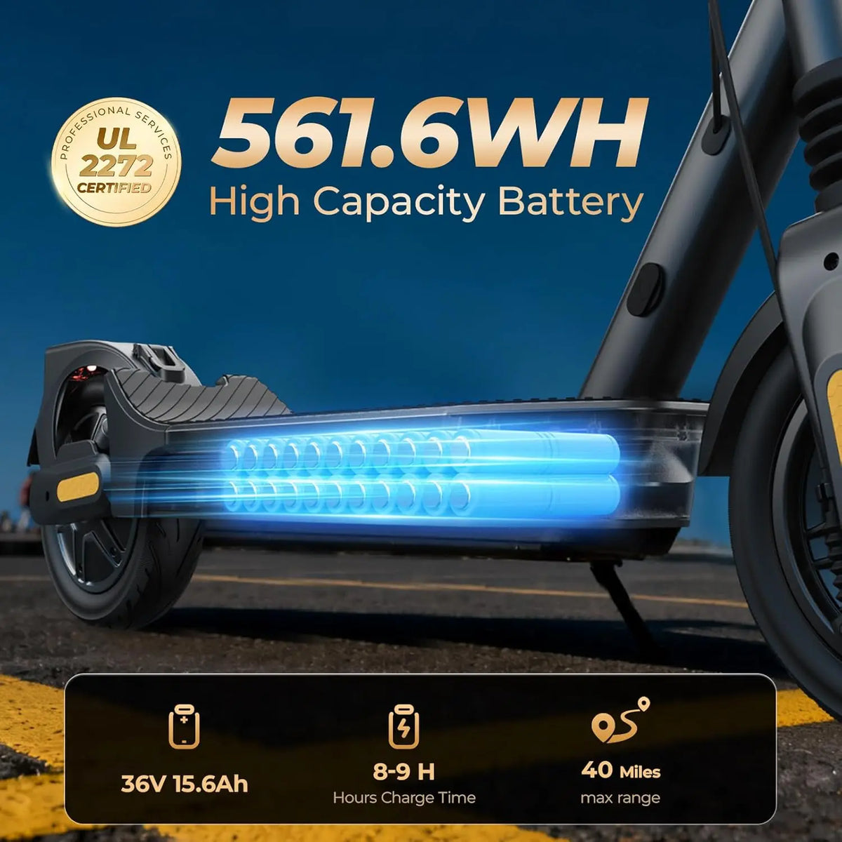 Electric Scooter Max Speed 20 Mph, 1000W, 10" Tubeless Tires, 40 Max Miles Range Folding E-Scooter APP Smart Support Family Use